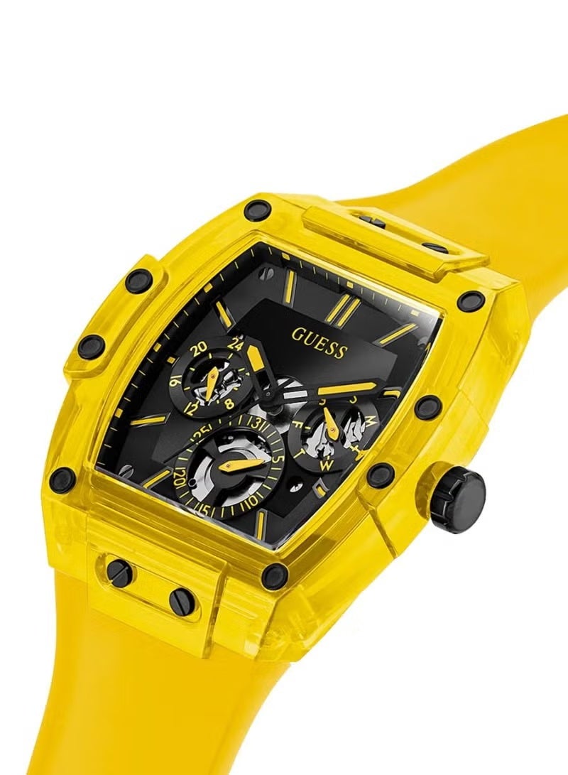 GUESS Phoenix Men’s Analog Quartz Yellow Silicone Band Watch GW0203G6 - 43mm - Image 2
